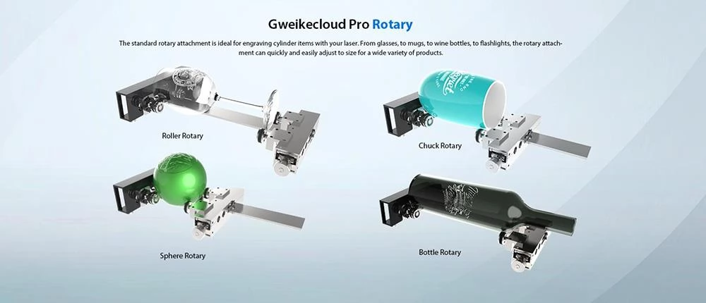Gweike Cloud Pro 50W Desktop-Laserschneider mit Drehwalze, Autofokus, 600mm/s Geschwindigkeit & 0,025 mm Präzision