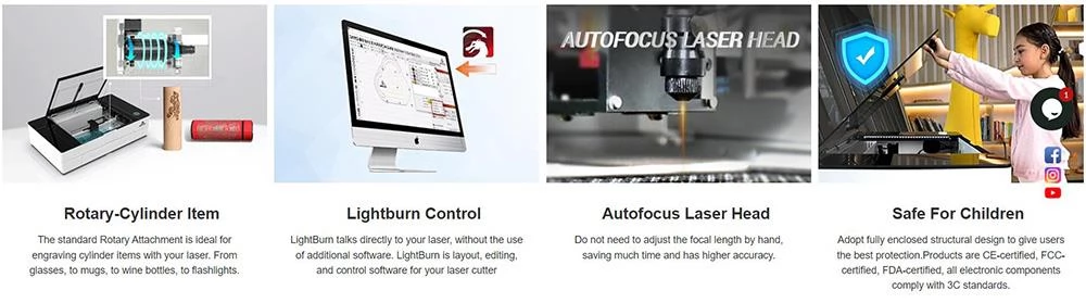 Gweike Cloud Pro 50W Desktop Laser Cutter Engraver with Rotary Roller, Auto-Focus, 600mm/s Speed, 0.025mm Precision