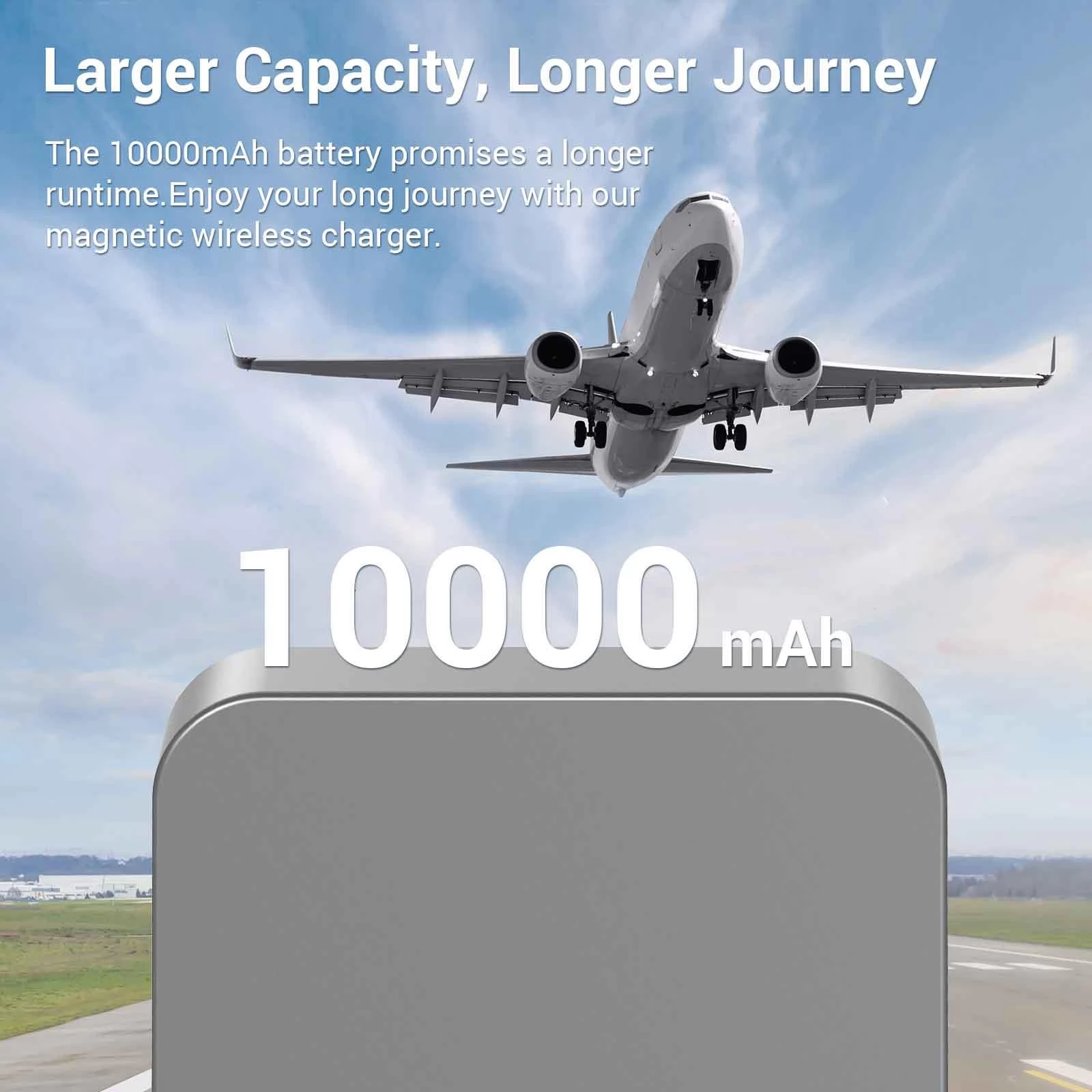 HINOVO MB1-10000 10000mAh Portable Metal Magnetic Wireless Power Bank, Mag-Safe Battery Pack for iPhone 14/13/12