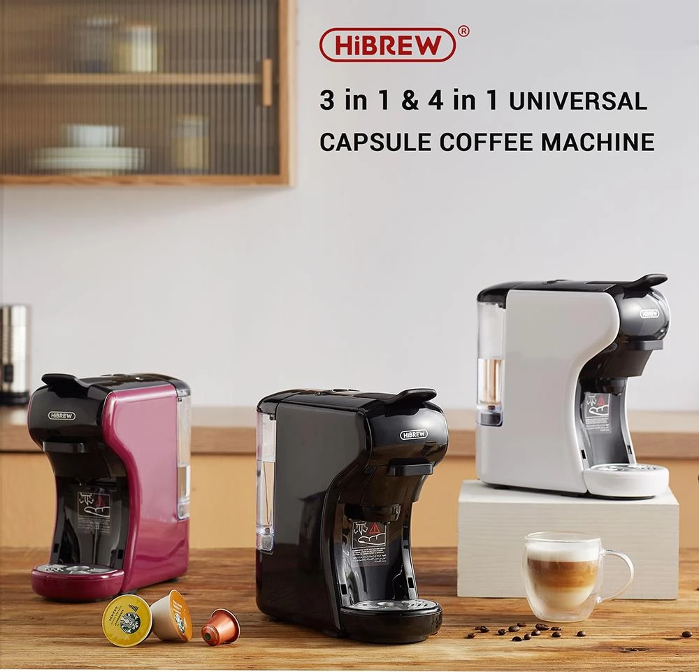 HiBREW H1A 1450W Espresso Coffee Machine, 19 Bar Extraction, Hot/Cold 4-in-1 Multiple Capsule Coffee Maker