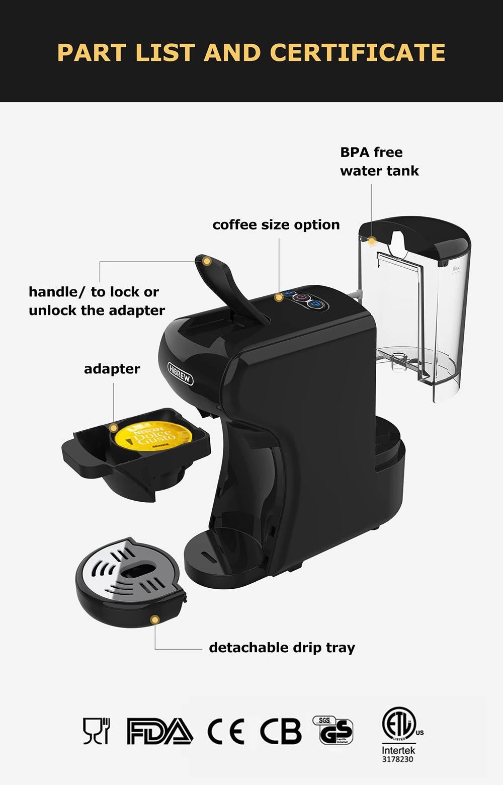 Hot Cold Brew Coffee Machine 4 in1 Multiple Capsule Espresso Pod Maker With  Tray