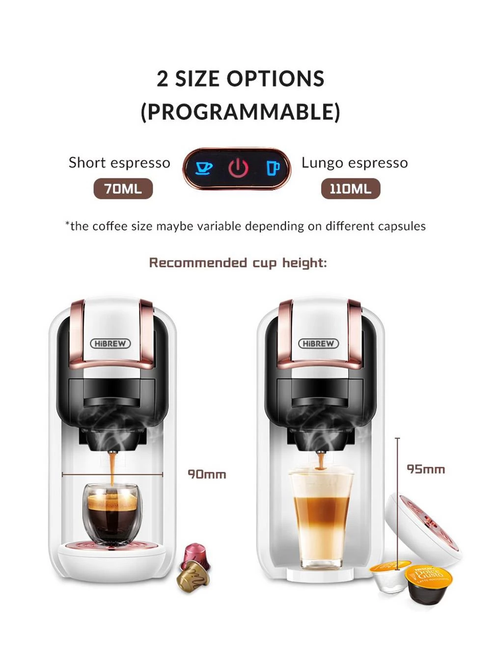 HiBREW H2A 4-in-1 Multiple Capsule Coffee Maker 1450W Hot/Cold, 19 Bar Extraction, 2 Cup Size Options