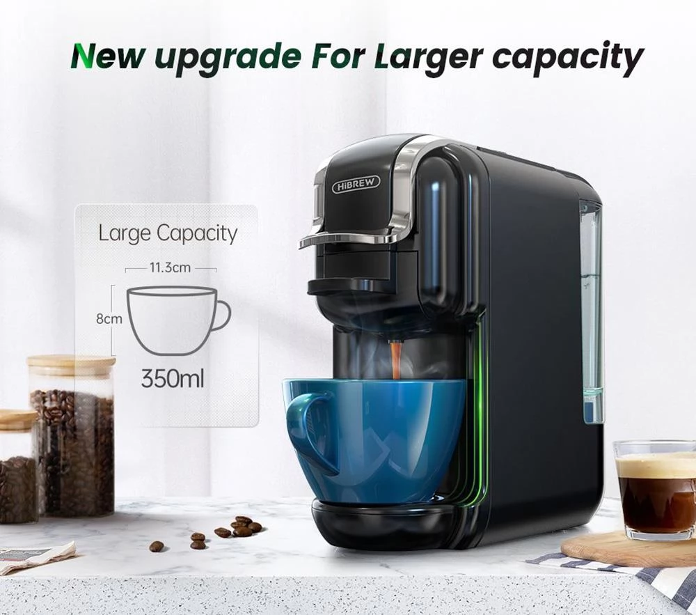 HiBREW H2B 5-in-1 Coffee Maker with Water Level Line, 19Bar Hot/Cold Capsule Coffee Machine, 600ml Water Tank
