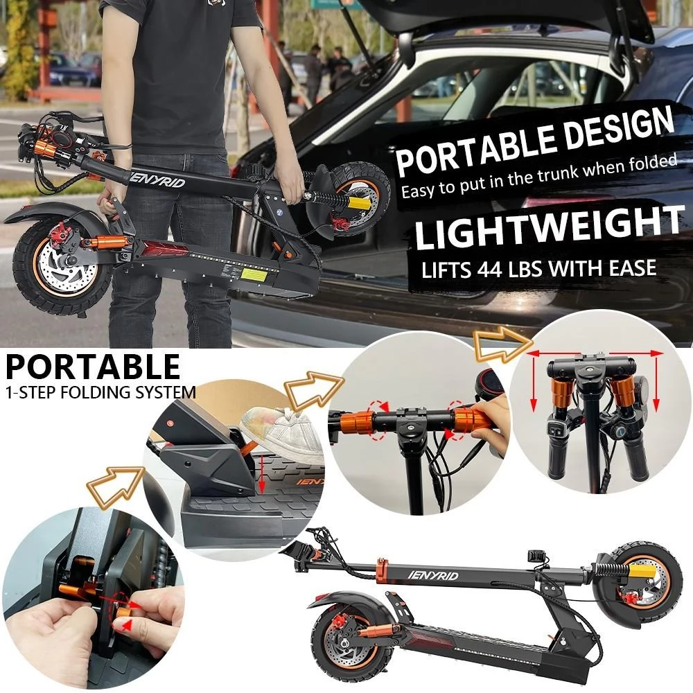 IENYRID M4PRO S+ MAX 10 Off-road Pneumatic Tires Foldable Electric Scooter - 800W Motor & 48V 20Ah Battery