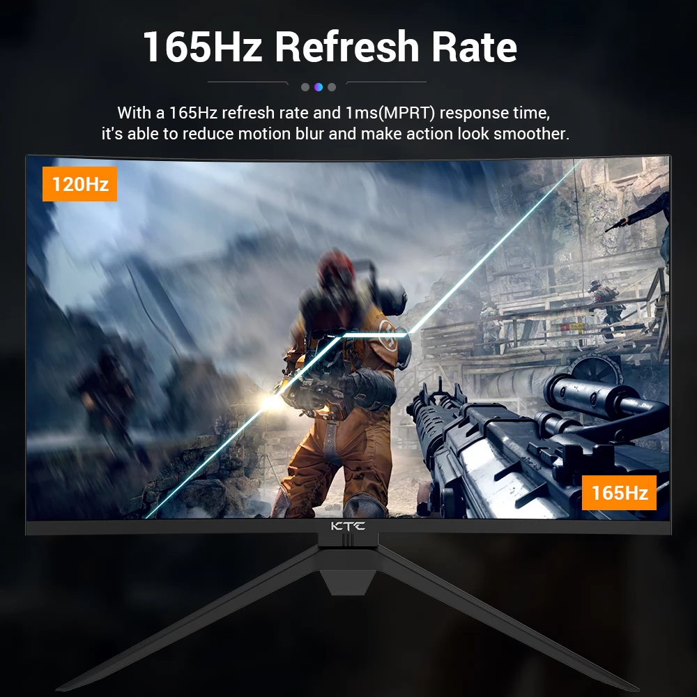 KTC H32S17 Gaming Monitor 32-inch 2560x1440 QHD 165Hz HVA Curved 1500R 1ms Response Time, Supports Vesa Mounting Standard