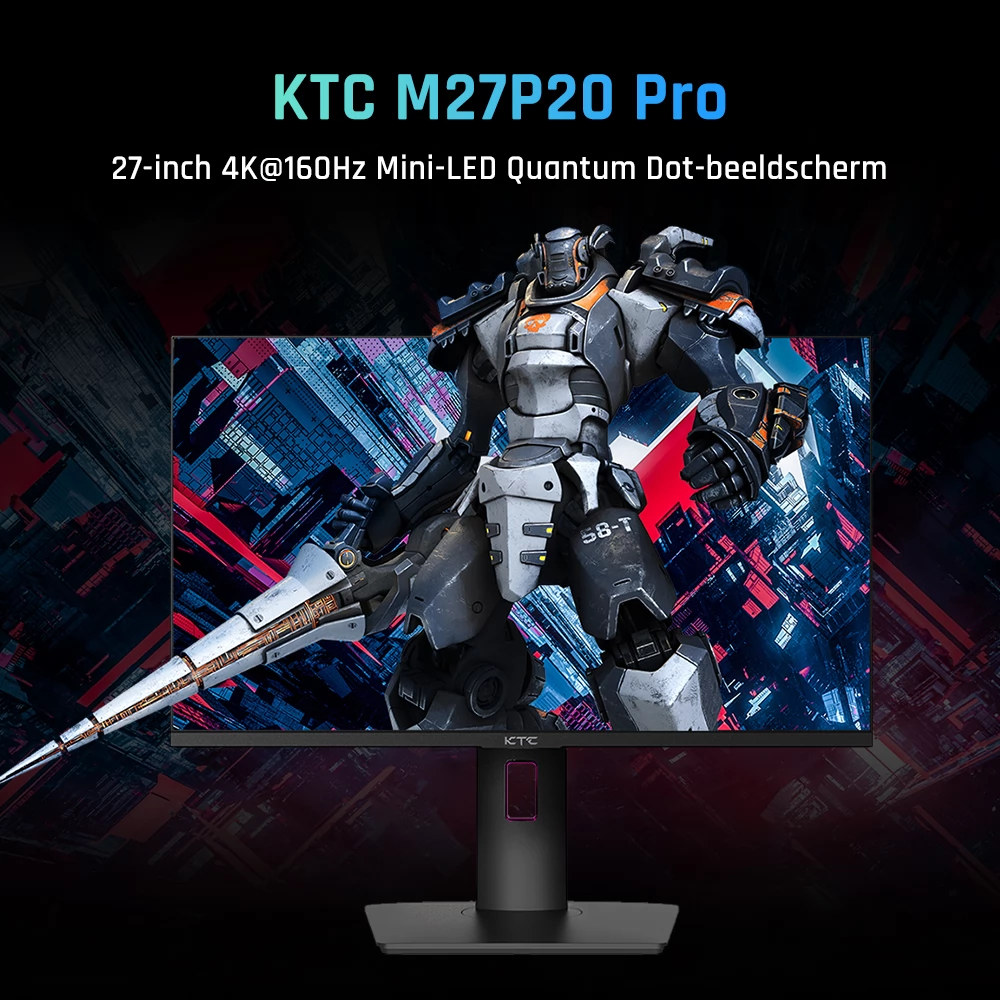 KTC M27P20 Pro 27 Inch Mini-LED Gaming Monitor, Snel IPS Paneel, 3840x2160 UHD 160Hz, 1ms MPRT Reactietijd