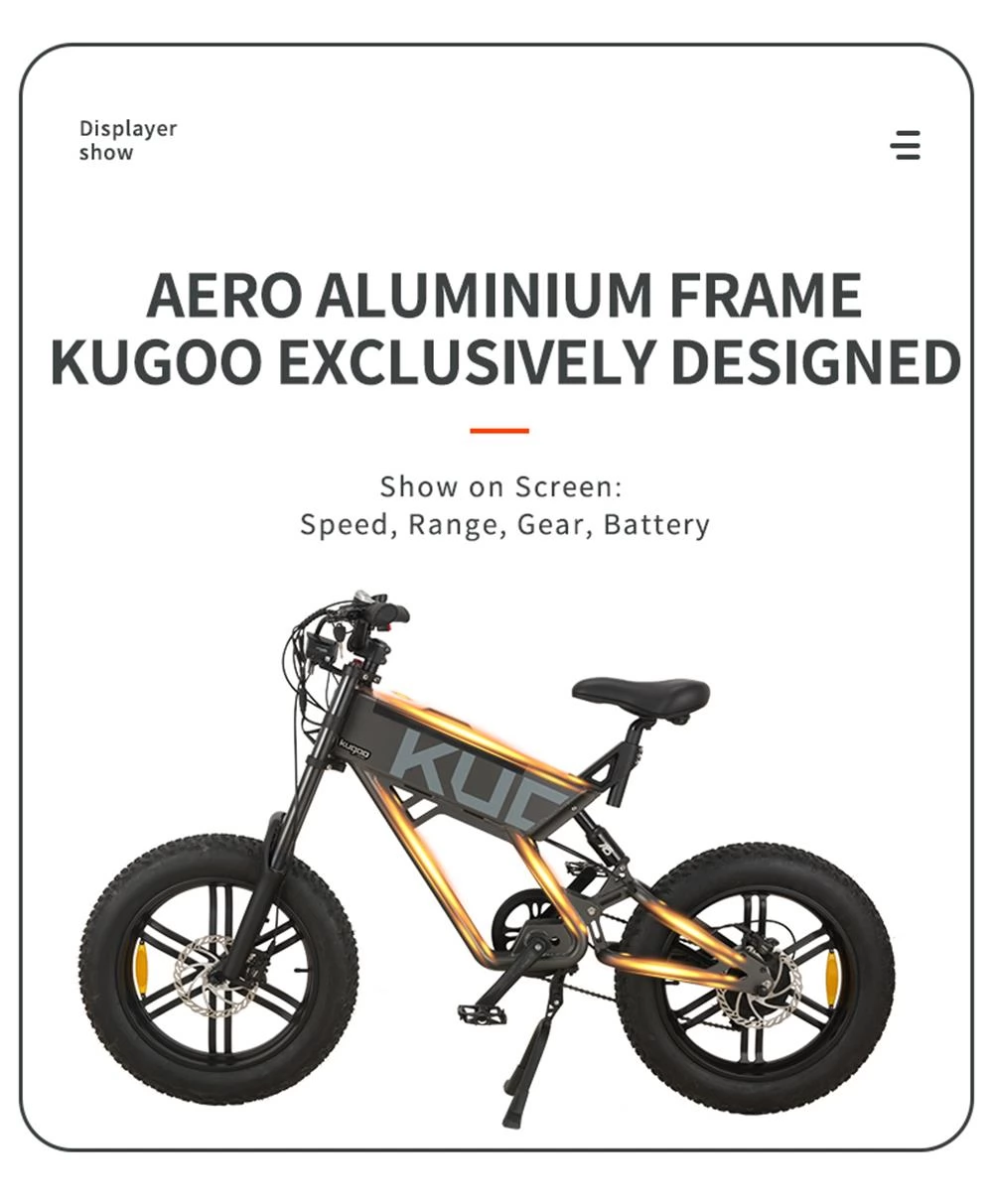 KUGOO T01 20*4,0 Zoll Reifen Elektrofahrrad - 48V 500W bürstenloser Motor & 48V 13Ah Batterie