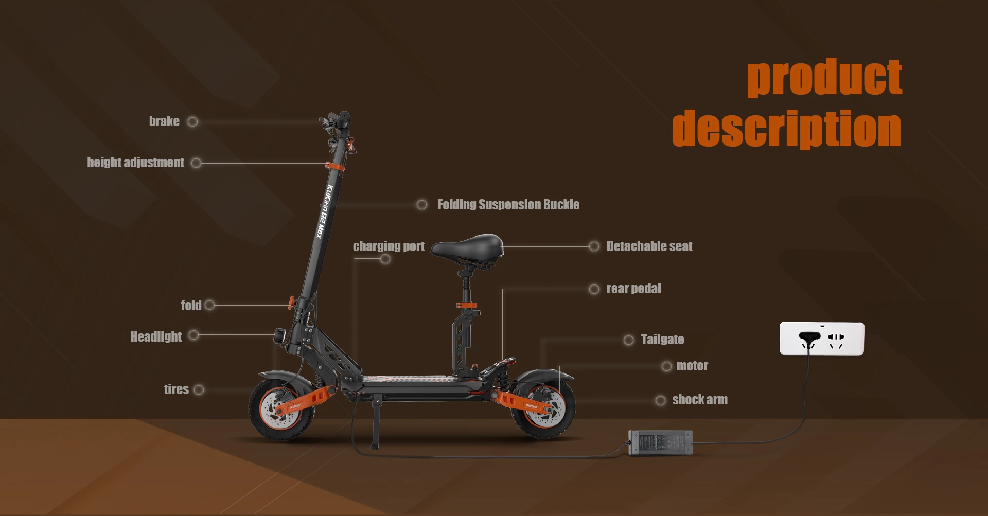 KUKIRIN G2 MAX 10*2.75 Inch Tires Foldable Off-road Electric Scooter - 1000W Brushless Motor & 48V 20Ah Battery