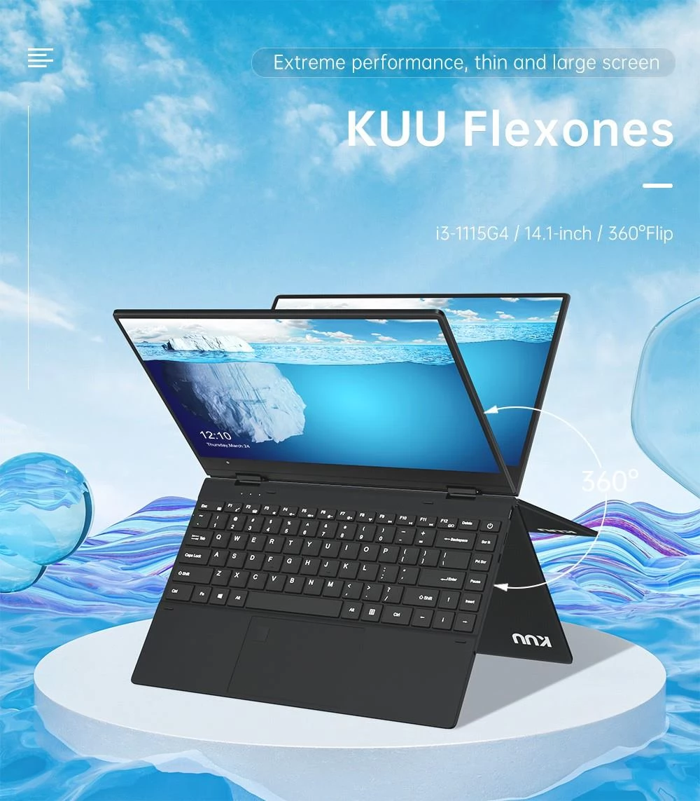 KUU FLEXONES Laptop 14,1 Inch IPS Touch Screen Windows 11 Intel i3 1115G4 8GB DDR4 512GB PCIE SSD Notebook