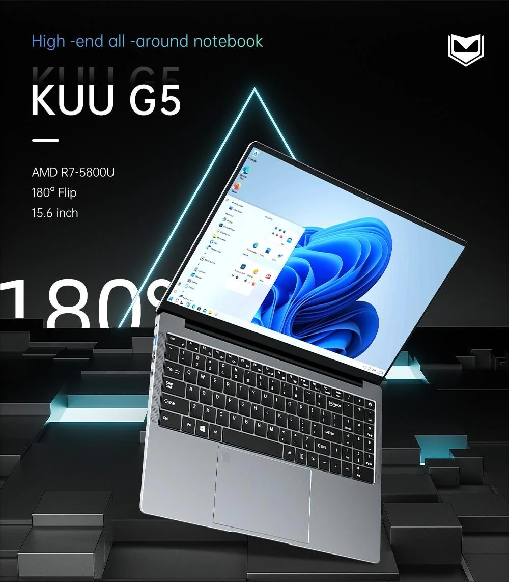 KUU G5 Laptop AMD R7 5800U Processor 15.6 1920*1080 IPS Screen 16GB DDR4 2666MHz 512GB PCIE Windows 11 Pro