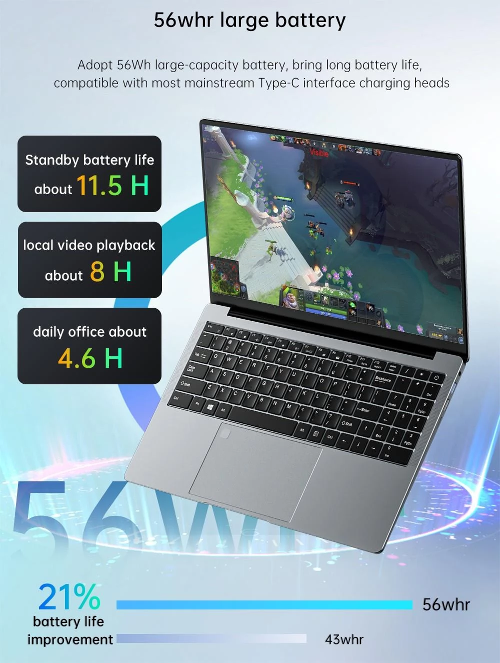 KUU G5 Laptop mit AMD R7 5800U 15,6 1920*1080 IPS Bildschirm 16GB DDR4 512GB SSD Windows 11 Pro