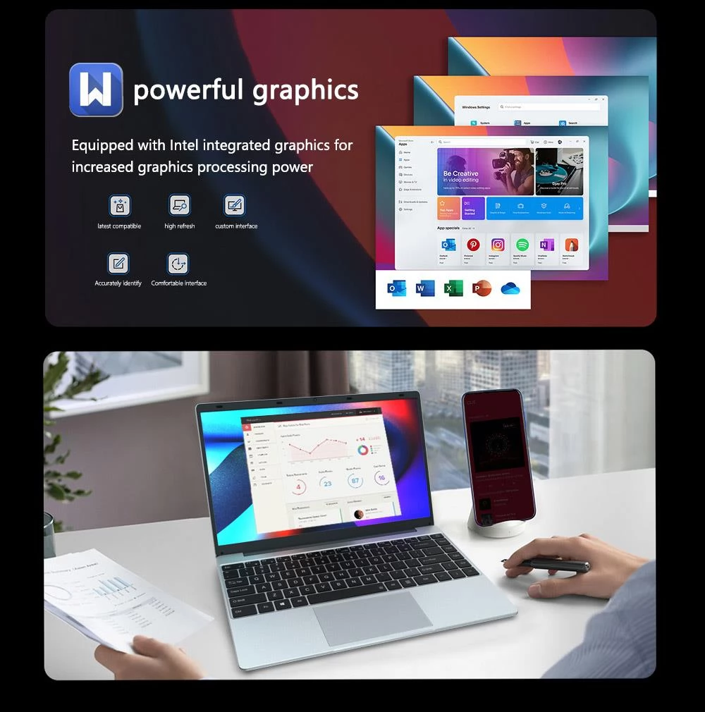 KUU XBOOK-2 14,1 Zoll Laptop Intel Gemini Lake J4105 8 GB RAM 256 GB SSD 1080P IPS WiFi Bluetooth Windows 11 Pro