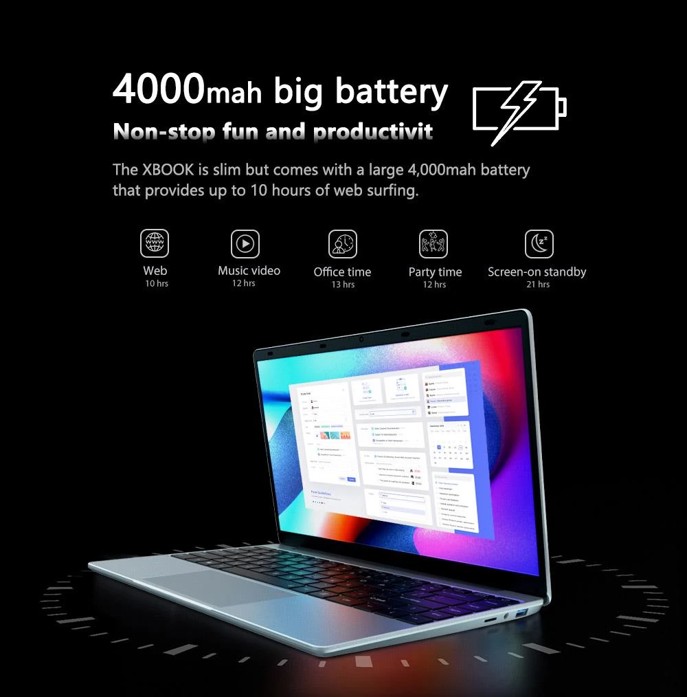 KUU XBOOK-2 14,1 Zoll Laptop Intel Gemini Lake J4105 8 GB RAM 256 GB SSD 1080P IPS WiFi Bluetooth Windows 11 Pro