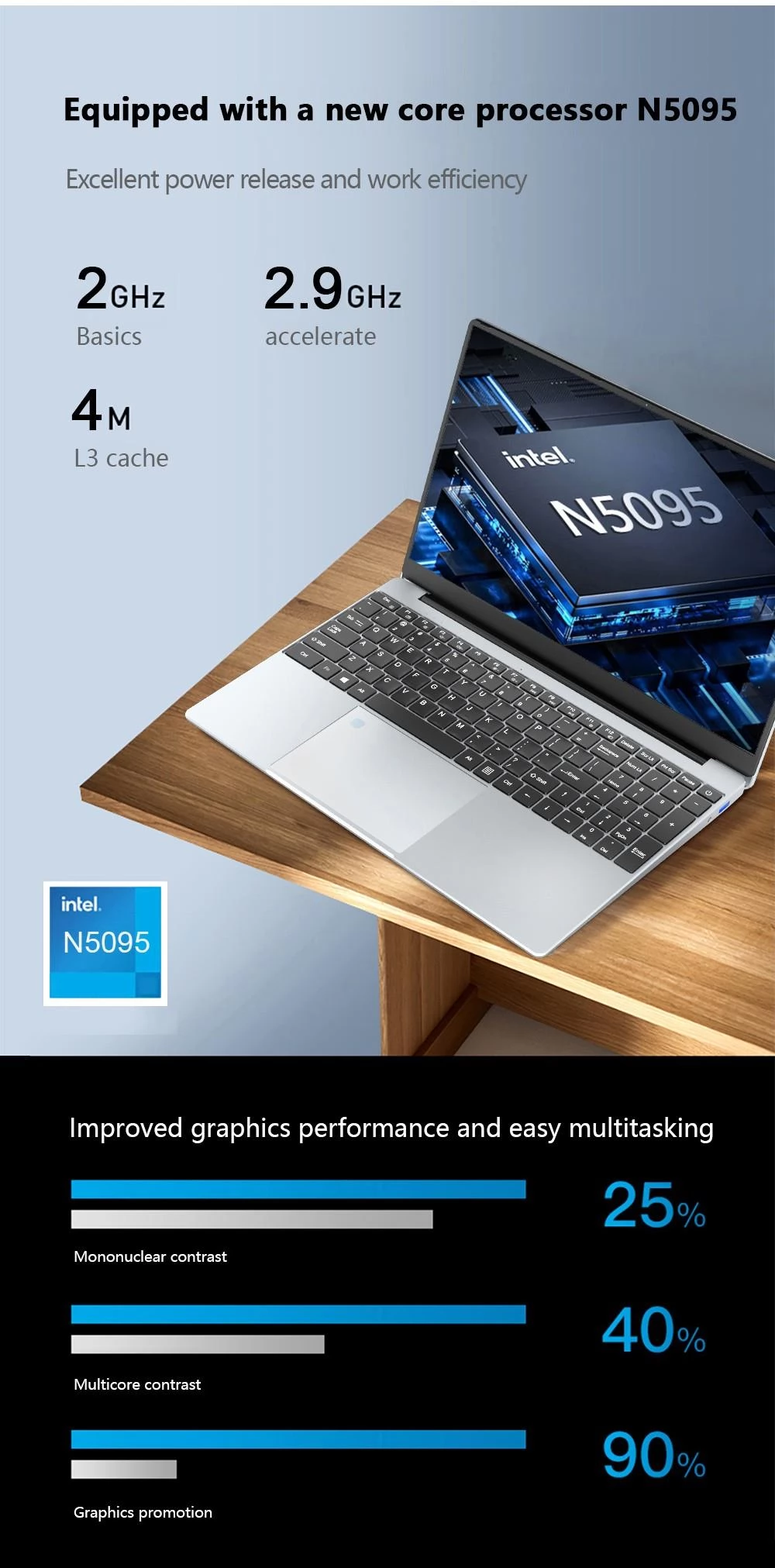 KUU YEPBOOK Ultradünner Laptop 15,6 Zoll IPS Intel Celeron N5095 WiFi Bluetooth  16GB RAM & 512GB SSD
