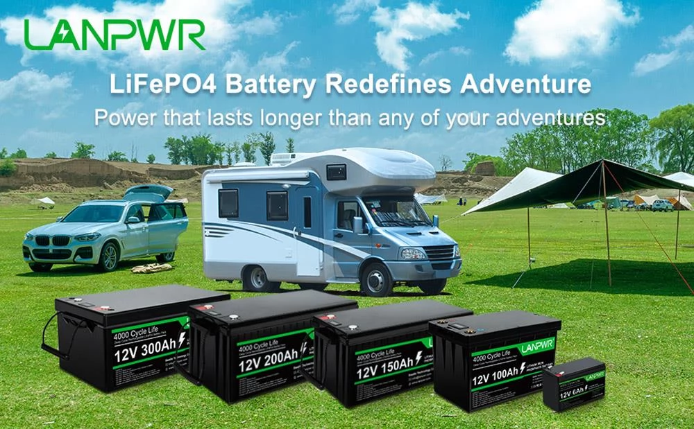 LANPWR 12V 200Ah LiFePO4 Battery Pack Backup Power, 2560Wh Energy, 4000 Deep Cycles, 100A BMS, Connectable to Solar Inverter