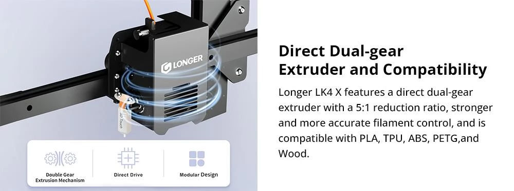 Longer LK4 X 3D Printer, Auto Leveling, 0.1mm Accuracy, 180mm/s Speed, Resume Printing, 32-Bit Open Source 220x220x250mm