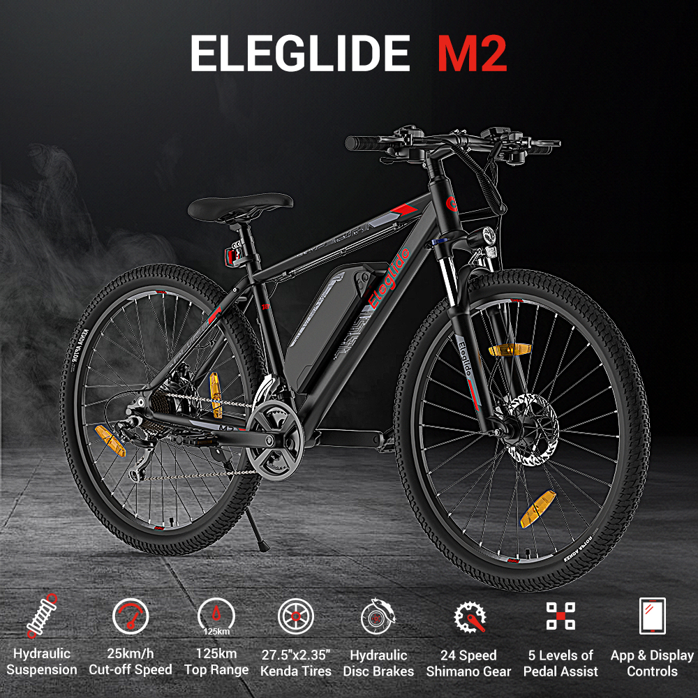 Eleglide M2 Electric Mountain Bike, 250W Brushless Motor, 36V 15Ah Battery, Max Range 125km, Max Speed 25km/h