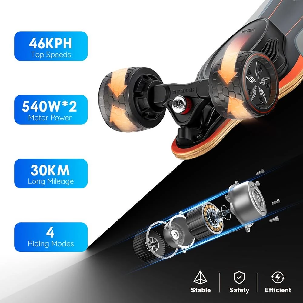 MEEPO Shuffle S ER Elektrisch Skateboard - 540W*2 Dubbele Motor & 10S2PP42A/288WH Batterij