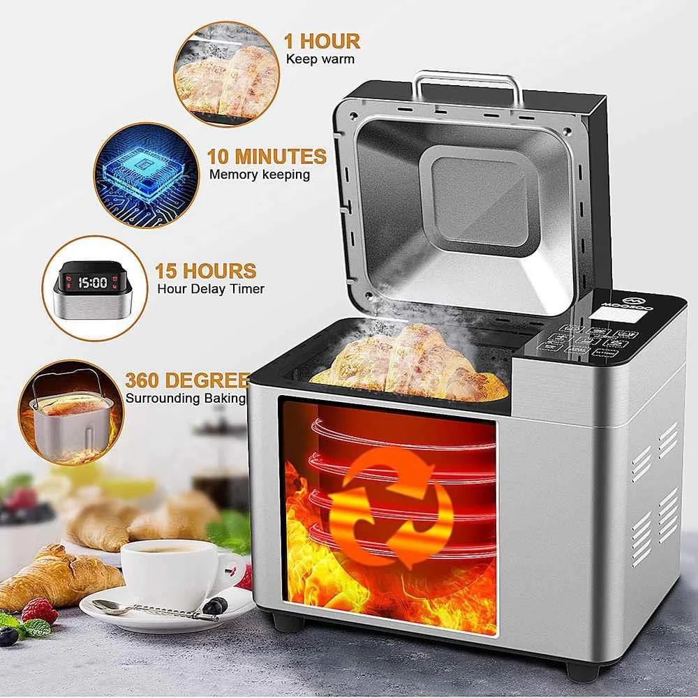 MOOSOO MB30 Stainless Steel Smart Bread Machine Bread Maker (EU Plug)