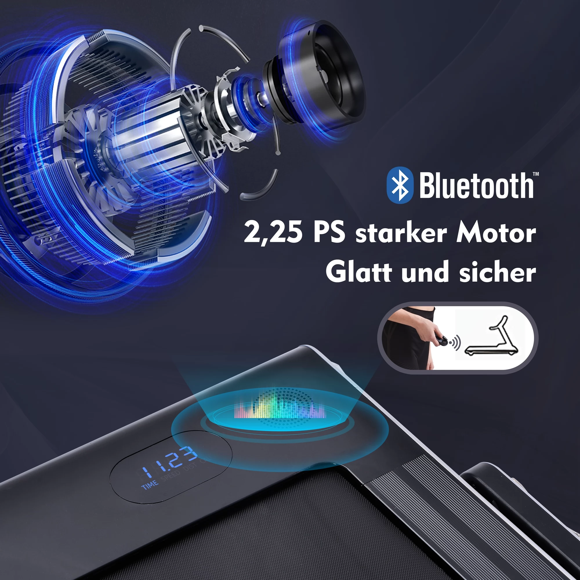 Merax 2,25 PS starkes elektrisches faltbares 2in1 Laufband mit Fernbedienung