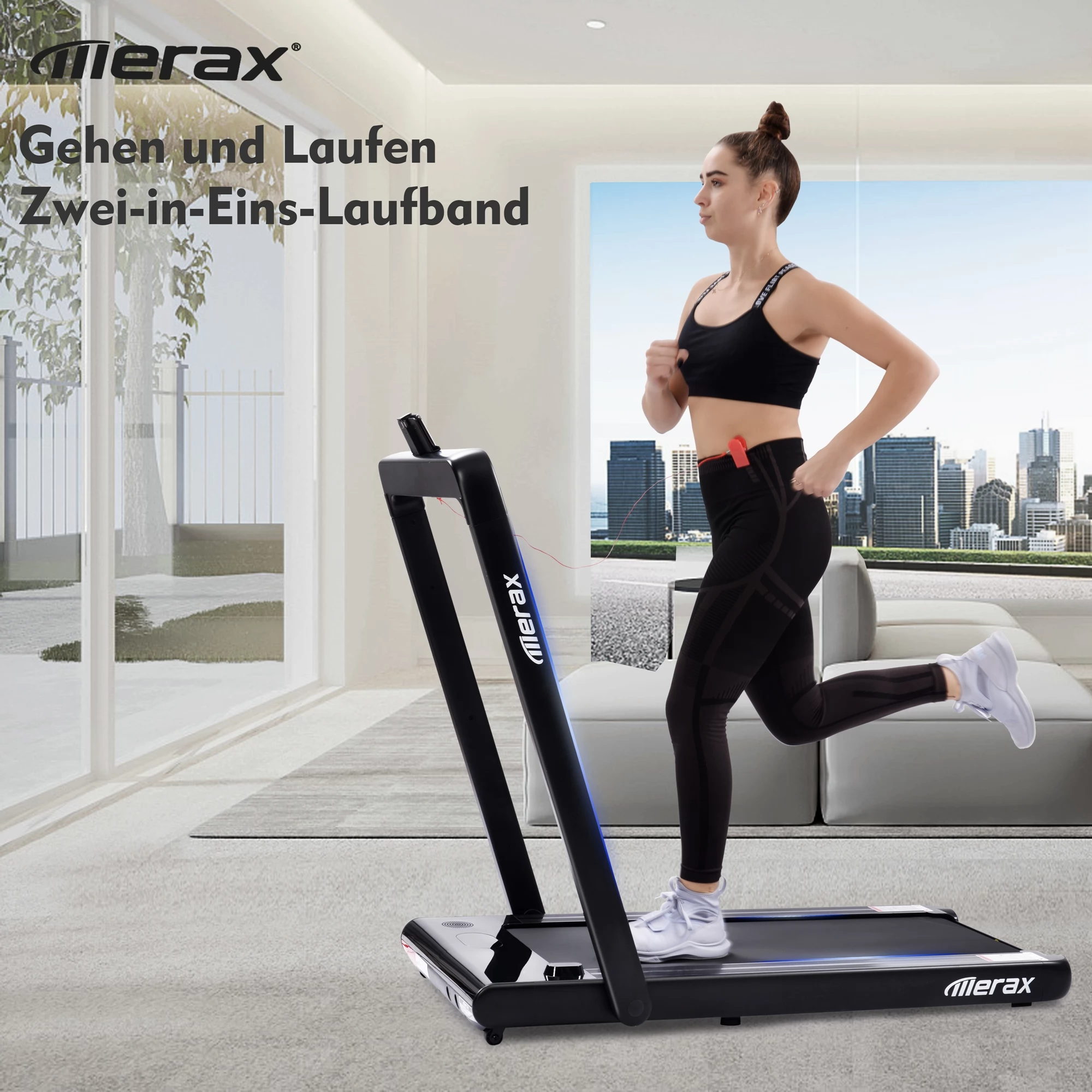 Merax 2,25 PS starkes elektrisches faltbares 2in1 Laufband mit Fernbedienung