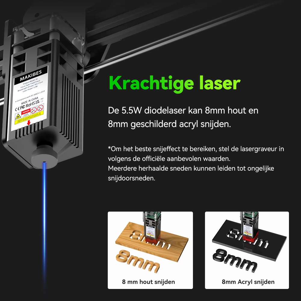 Makibes X1 5,5W Diode Lasergraveur SCULPFUN 400x400 mm laser snij honingraat paneel combo