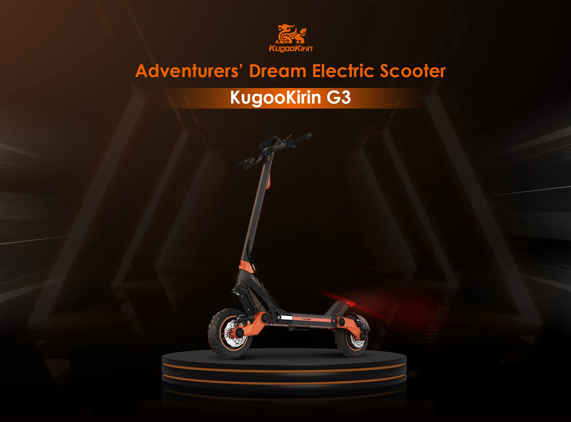 KUGOO KIRIN G3 Adventurers Dream Faltbarer eScooter – bürstenloser 1200W Motor und 52V 18Ah Akku mit 936Wh