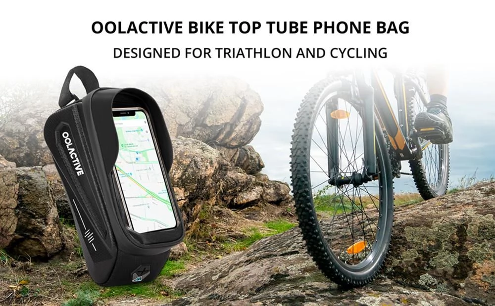 OOLACTIVE LF-0402 Bike Phone Front Frame Bag 2.6L Capacity TPU High Sensitive Touch Screen for Phone 4.7-6.5 Inch