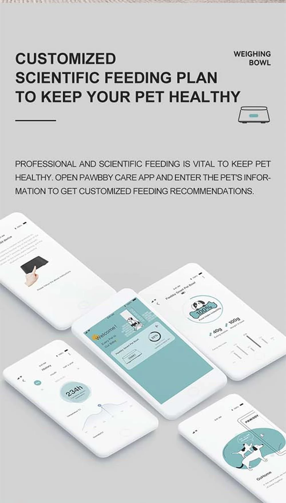 Pawbby Smart Pet Food Feeder Mit 4 Wiegeeinheiten, Edelstahl 304, App-Basierter Fressrekord Für Hund Und Katze