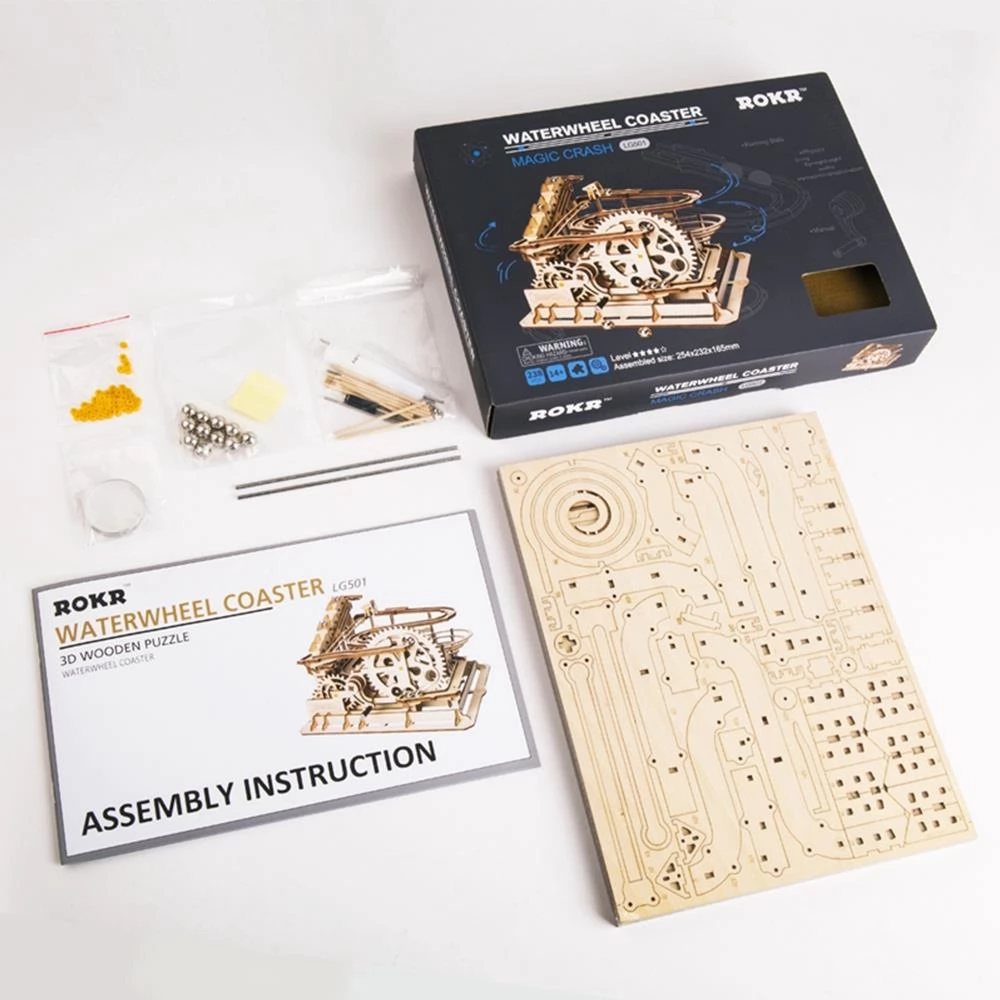 ROBOTIME LG501 ROKR Marble Parkour Big Funnel Marble Run 3D-Holzpuzzle-Kit, 254 Teile