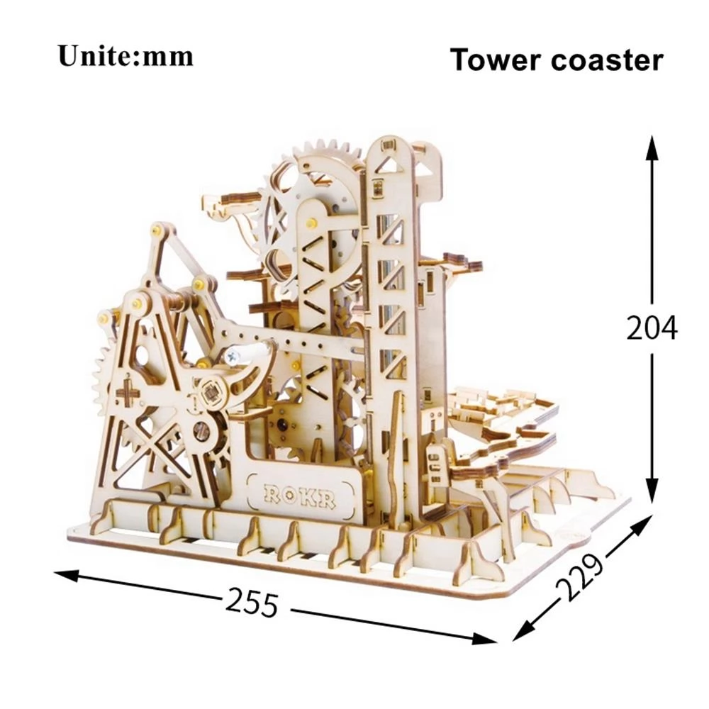ROBOTIME LG504 ROKR Marble Climber Fortress Marble Run 3D-Holzpuzzle-Set, 233 Teile