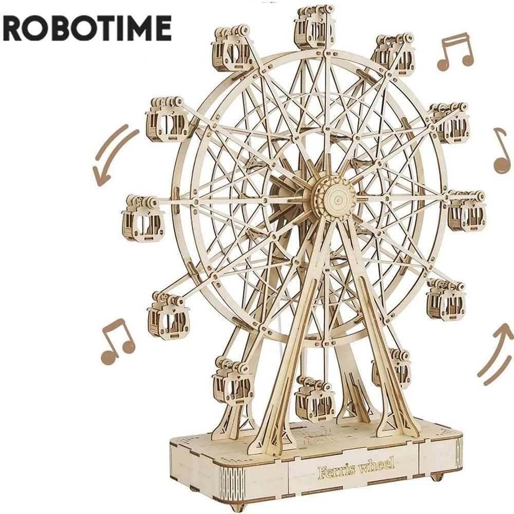 ROBOTIME TGN01 Rolife Riesenrad Spieluhr 3D Holzpuzzle Bausatz, 232 Teile
