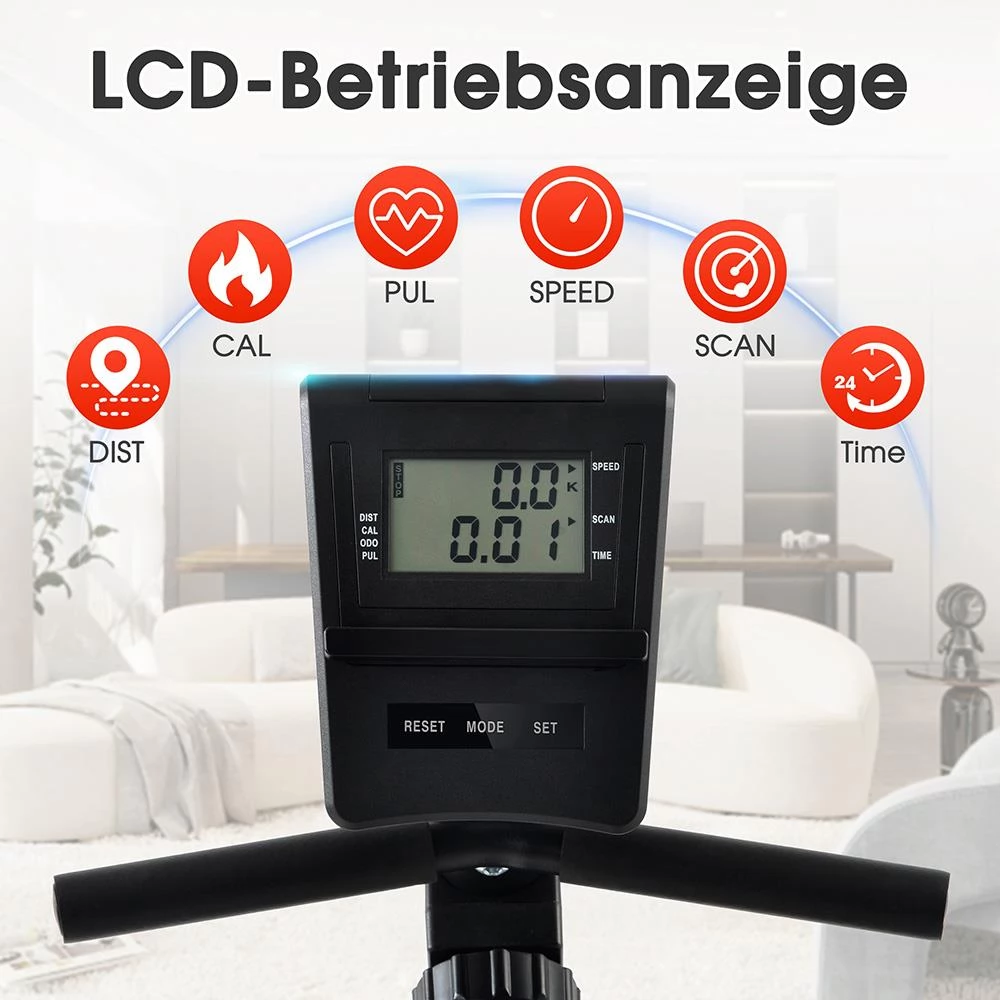 Liegeergometer Fitness Heimtrainer mit Pulssensoren