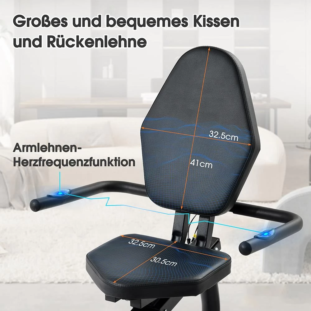 Liegeergometer Fitness Heimtrainer mit Pulssensoren