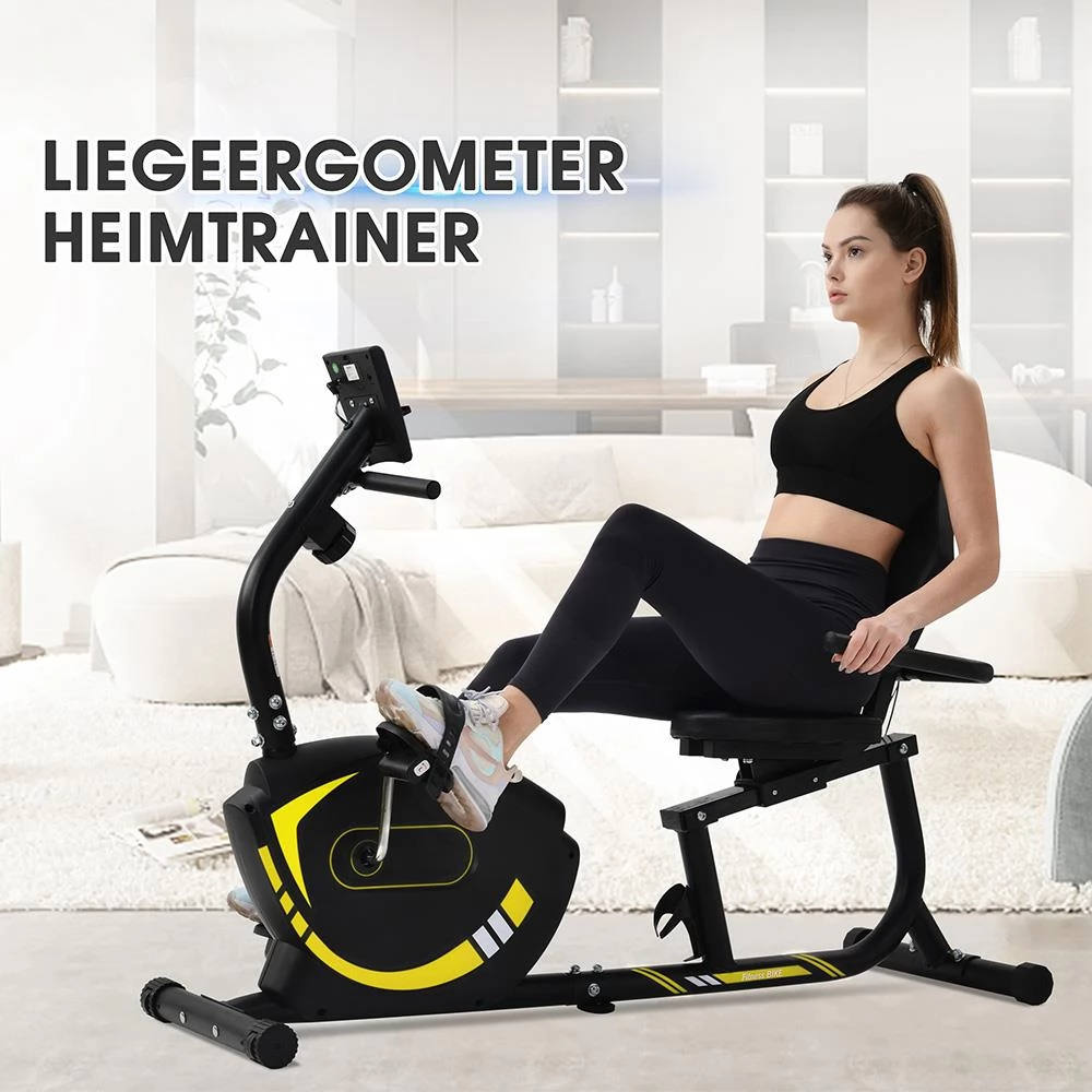 Liegeergometer Fitness Heimtrainer mit Pulssensoren