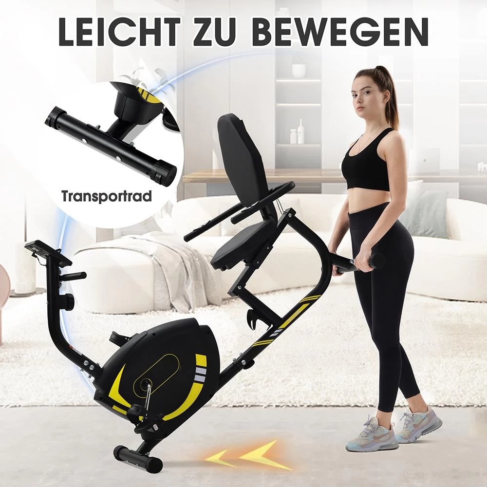 Liegeergometer Fitness Heimtrainer mit Pulssensoren