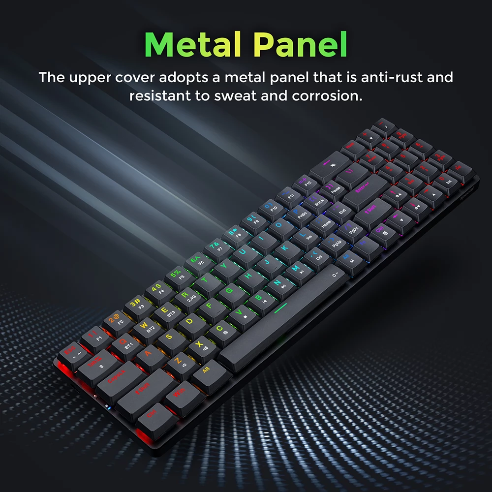 Redragon Ashe Pro K626P-KBS Mechanical Keyboard Tenkeyless 78 Keys Tri-Mode Connection USB Bluetooth Wireless RGB
