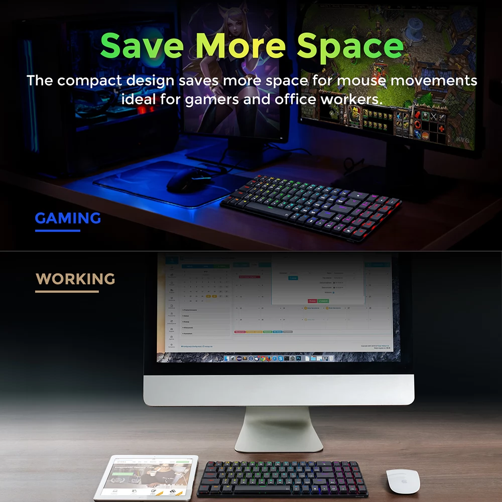 Redragon Ashe Pro K626P-KBS Mechanical Keyboard Tenkeyless 78 Keys Tri-Mode Connection USB Bluetooth Wireless RGB