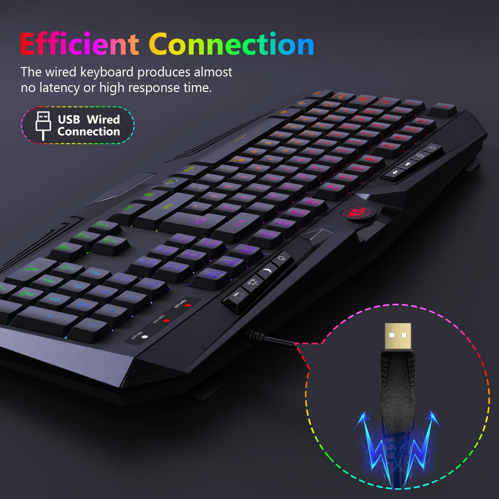 Redragon K503RGB leise Gaming-Tastatur mit Kabel, RGB-Hintergrundbeleuchtung mit Multimedia-Tasten, 105 Tasten DE QWERTZ-Layout