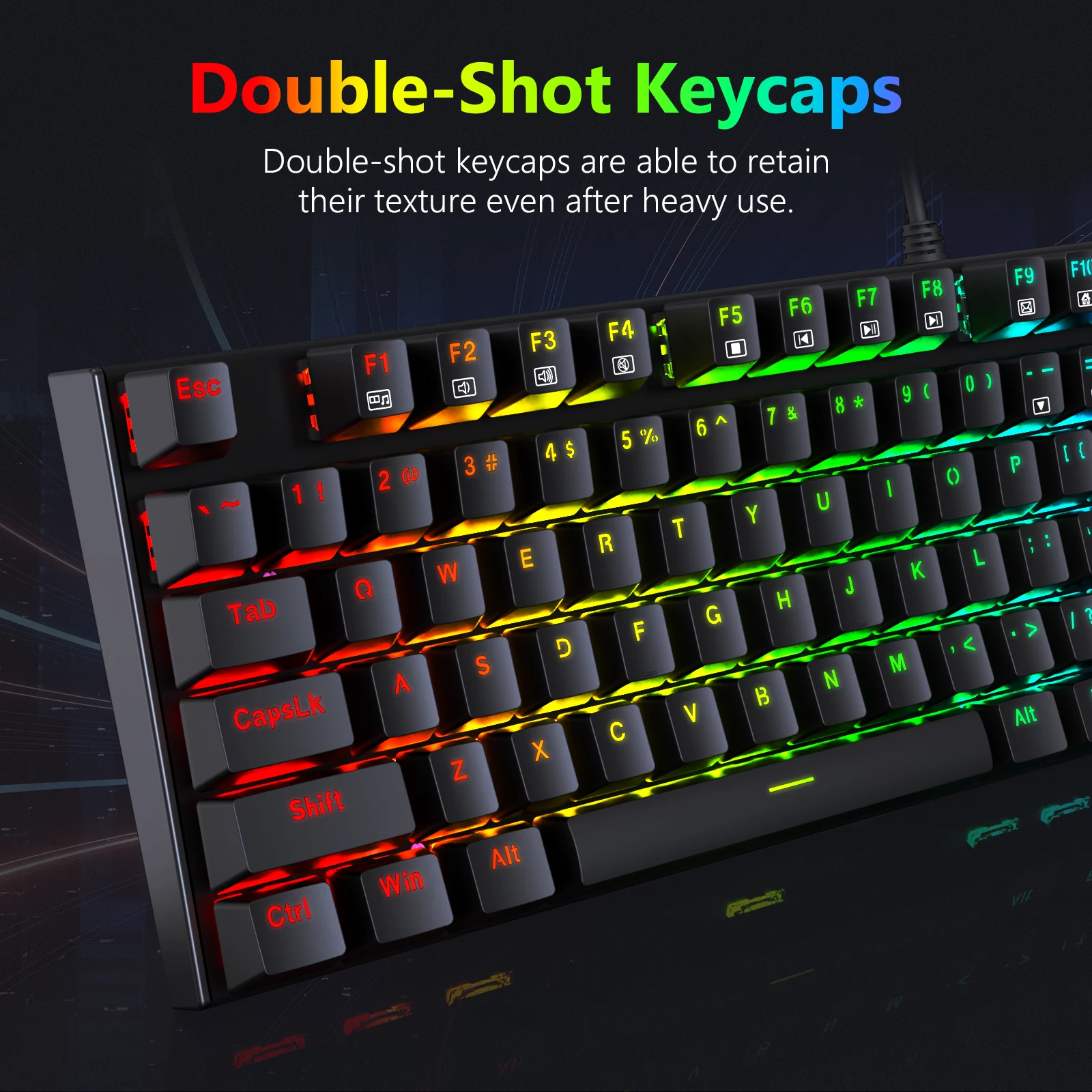 Redragon K565-RGB Kabelgebundene mechanische Tastatur mit RGB-Beleuchtung, 104 Tasten, US-Layout, Aluminiumsockel Roter Schalter