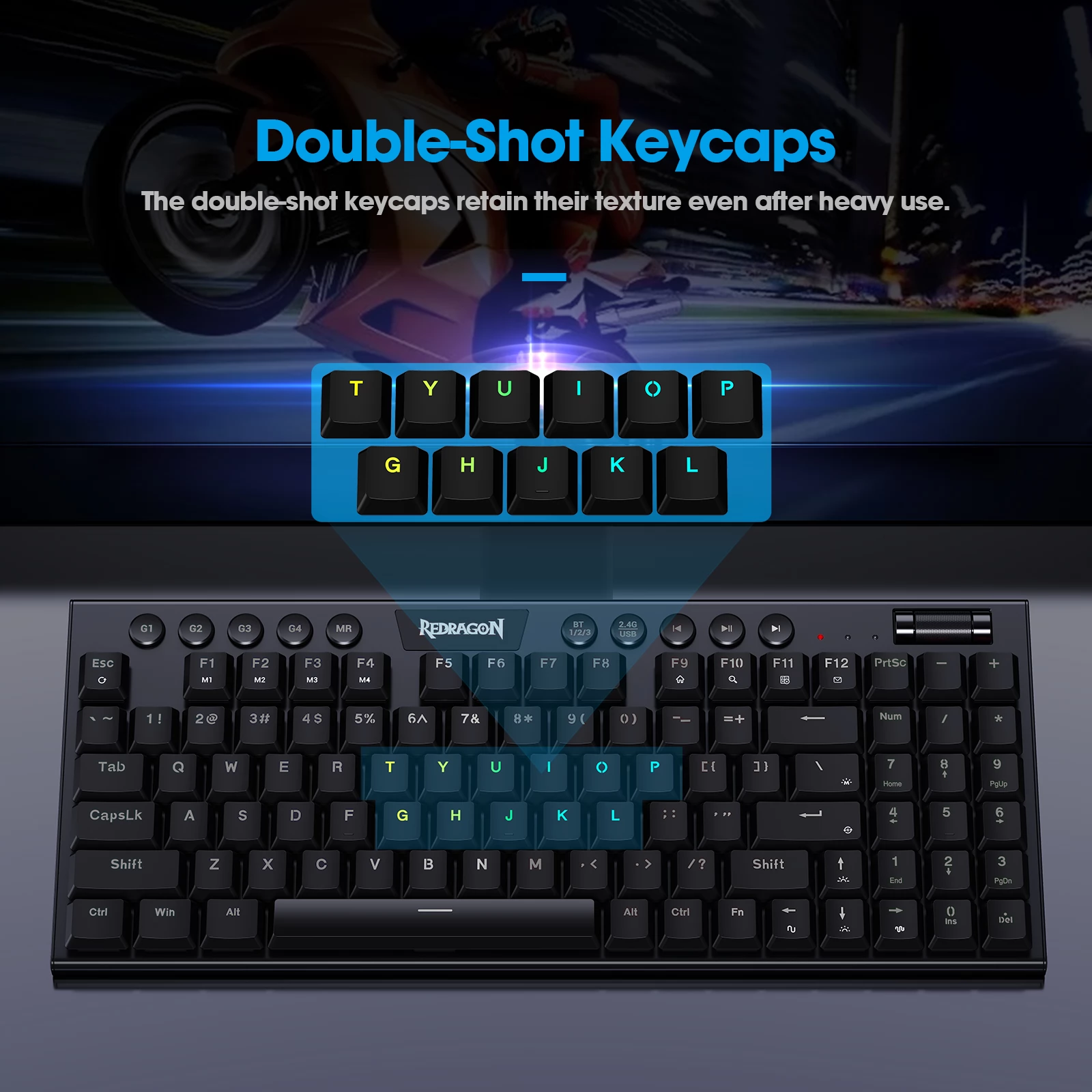 Redragon K625P-KBS Yi Pro Wireless Bluetooth Tri-Mode RGB Mechanische Tastatur Ultradünne, konfliktfreie 94 Tasten