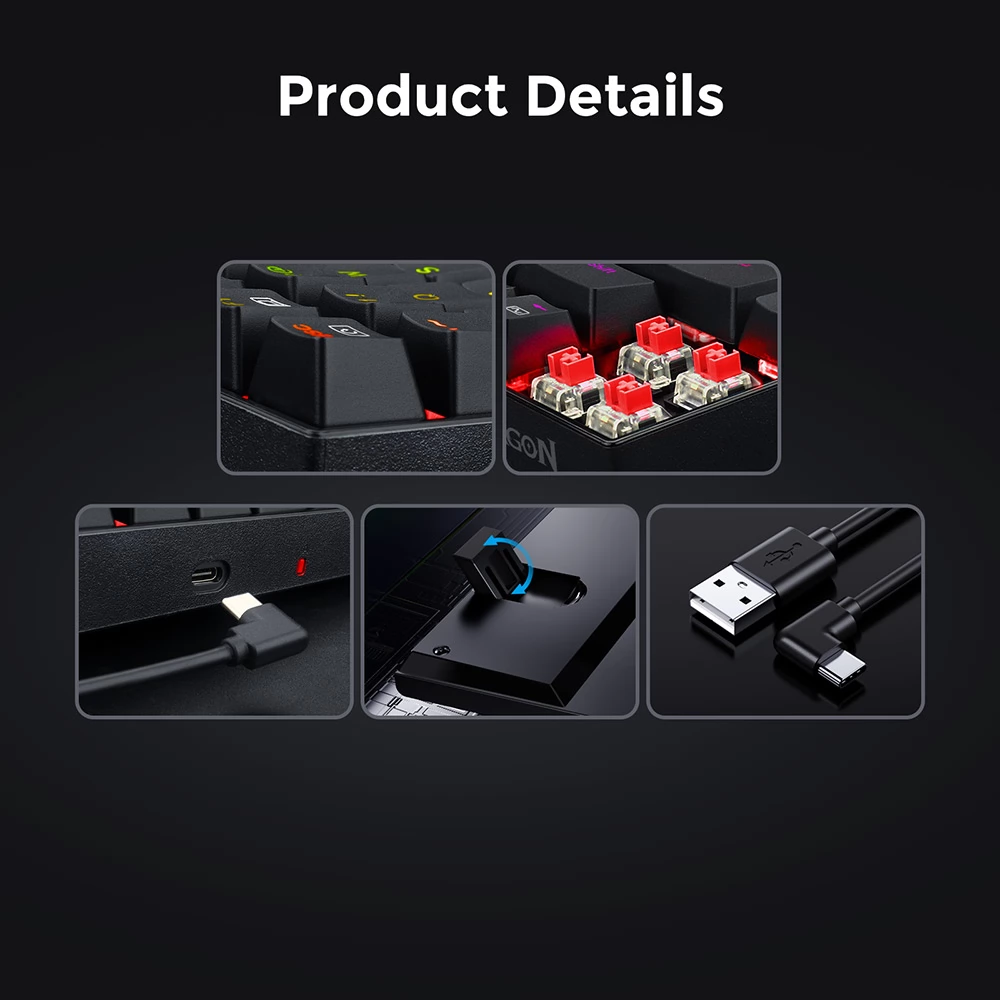 Redragon K629-RGB Phantom mechanisch Gaming toetsenbord RGB achtergrondverlichting 84 toetsen Rode schakelaar