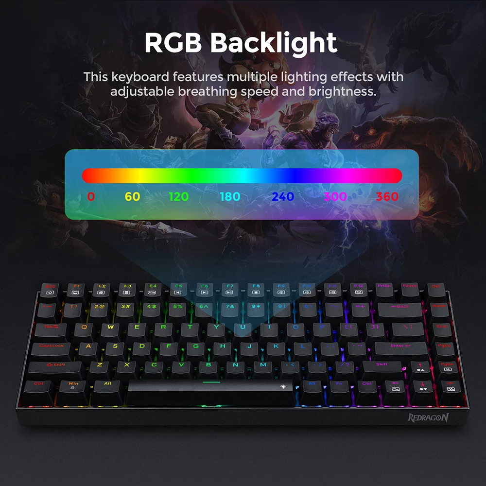 Redragon K629-RGB Phantom Mechanische Gaming Tastatur mit RGB-Hintergrundbeleuchtung 84 Tasten & Roter Schalter