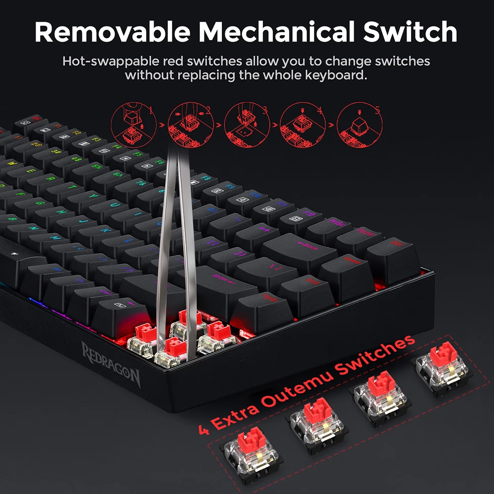Redragon K629-RGB Phantom Mechanical Gaming keyboard RGB Backlight 84 keys Red Switch