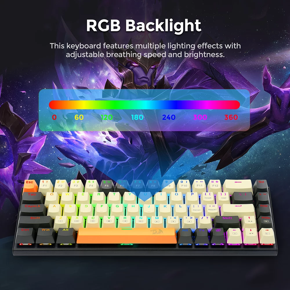 Redragon K633CGO-RGB Ryze Mechanische Gaming-Tastatur mit 68 Tasten,RGB-Hintergrundbeleuchtung & Roter Schalter -US / DE -Layout