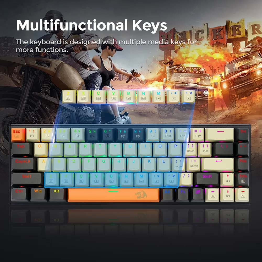 Redragon K633CGO-RGB Ryze Mechanical Gaming keyboard 68 keys Compact RGB Backlight Red Switch - English Layout / German Layout