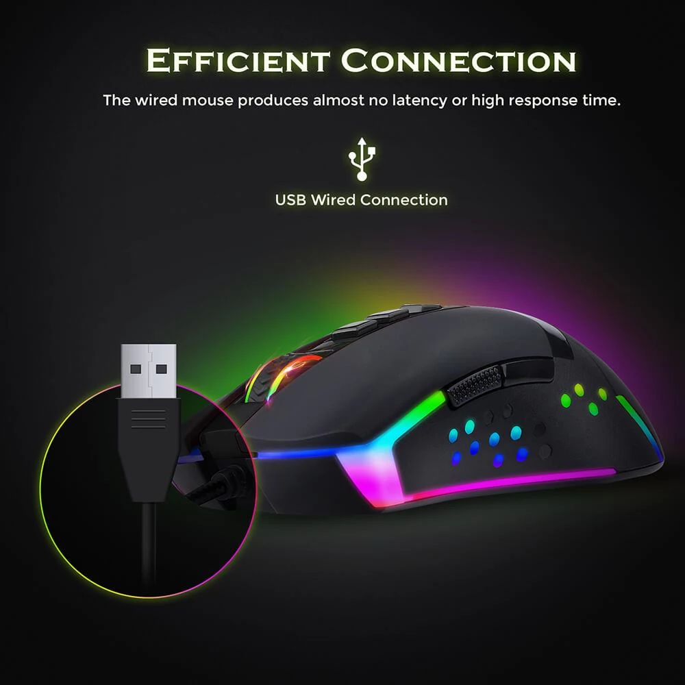 Redragon M712-RGB Octopus Wired Gaming Mouse RGB Backlight 10000DPI 8 Buttons Programmable