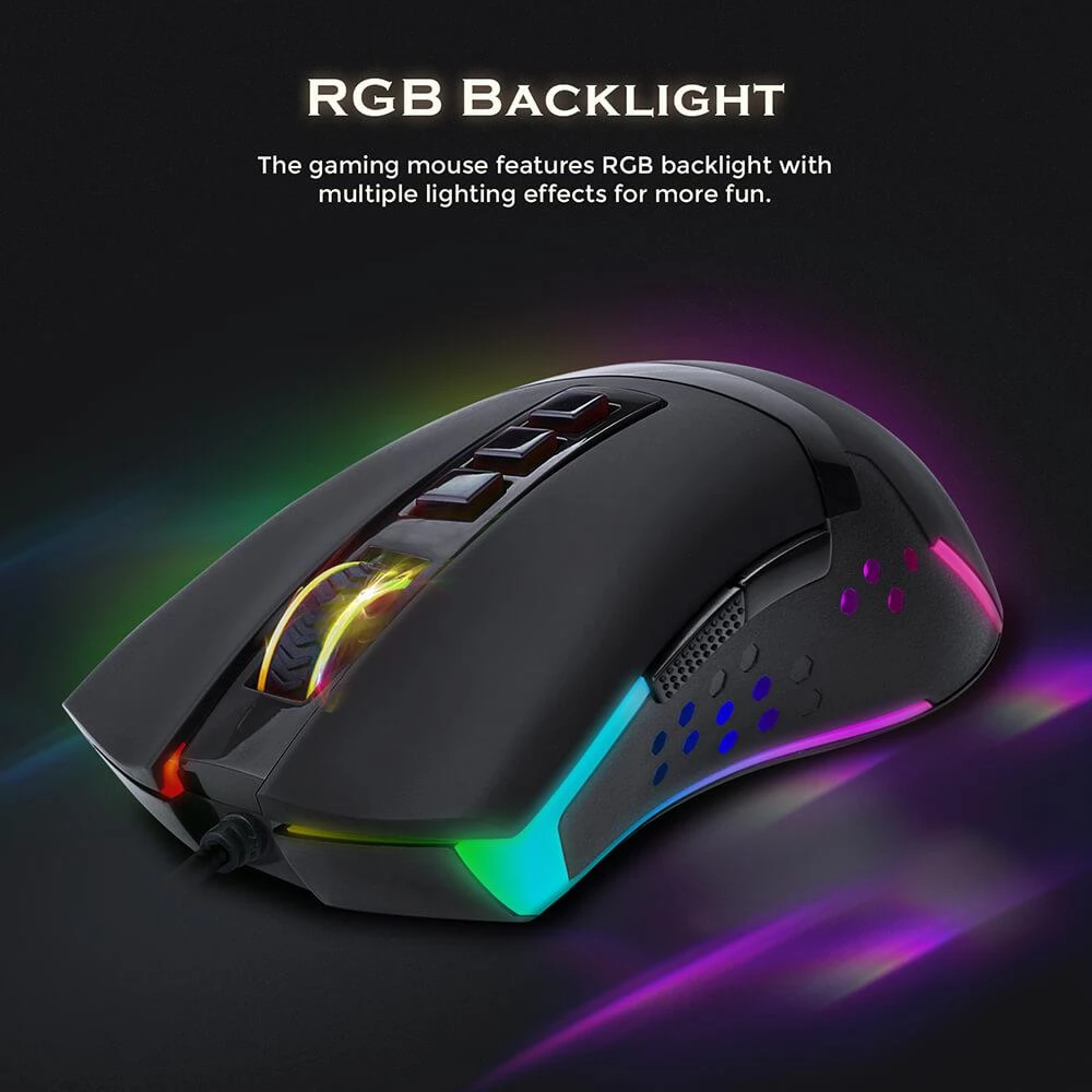 Redragon M712-RGB Octopus bedrade Gaming muis RGB achtergrondverlichting 10000DPI 8 knoppen programmeerbaar