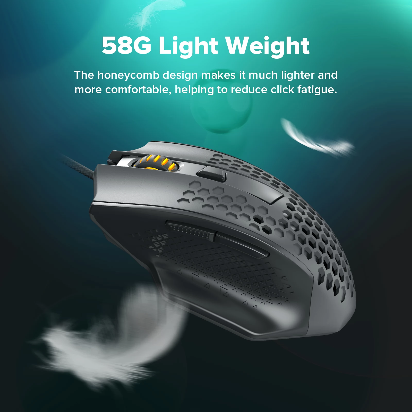 Redragon M722 Bomber 58g Ultra-Lightweight Wired Gaming Mouse 12400DPI 6  Programmable Buttons 