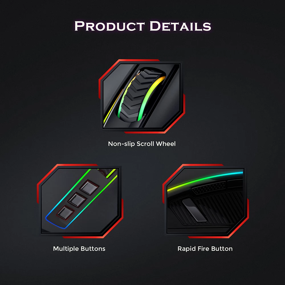 Redragon M910-K RGB Kabelgebundene Gaming-Maus mit 8000 DPI & 9 programmierbaren Tasten